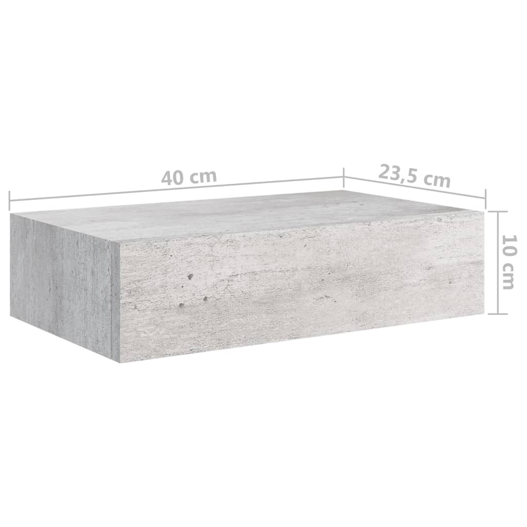Seinälaatikkohylly betoninharmaa 40x23,5x10 cm MDF - Sisustajankoti.fi