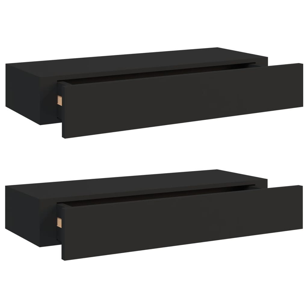 Laatikkohyllyt seinälle 2 kpl musta 60x23,5x10 cm MDF - Sisustajankoti.fi