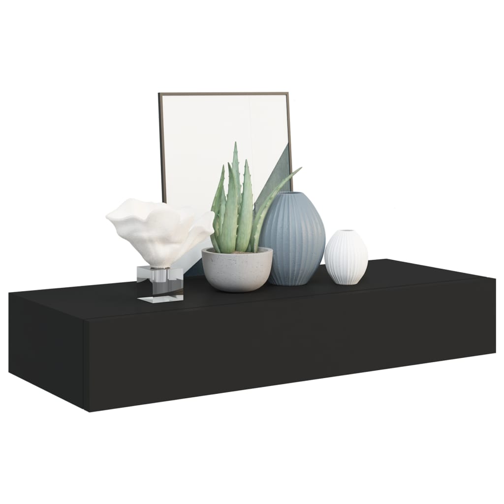 Laatikkohyllyt seinälle 2 kpl musta 60x23,5x10 cm MDF - Sisustajankoti.fi