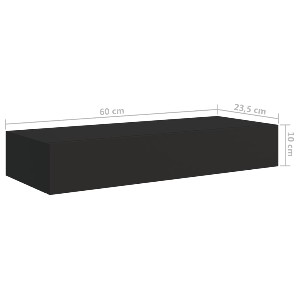 Laatikkohyllyt seinälle 2 kpl musta 60x23,5x10 cm MDF - Sisustajankoti.fi