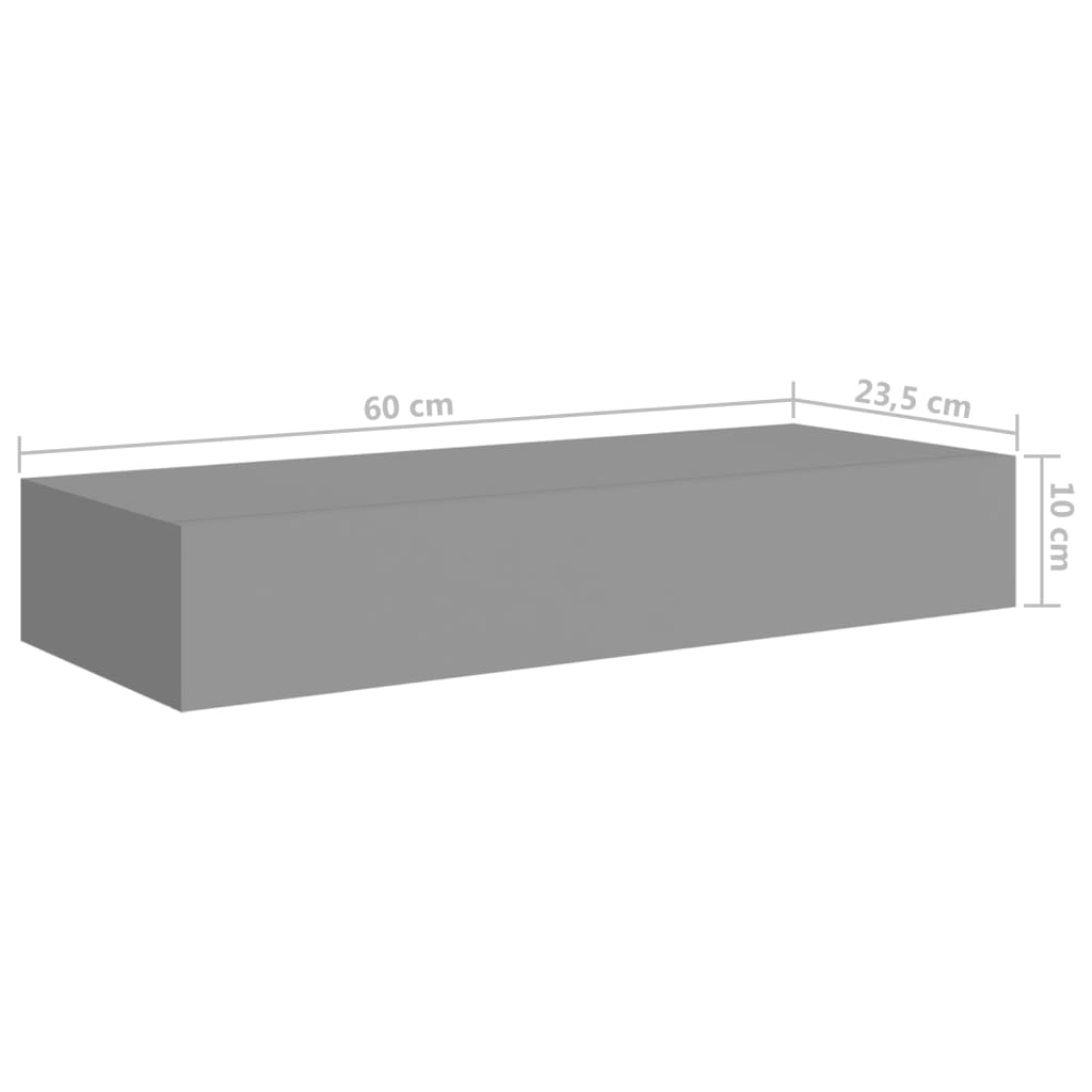 Seinälaatikkohylly harmaa 60x23,5x10 cm MDF - Sisustajankoti.fi