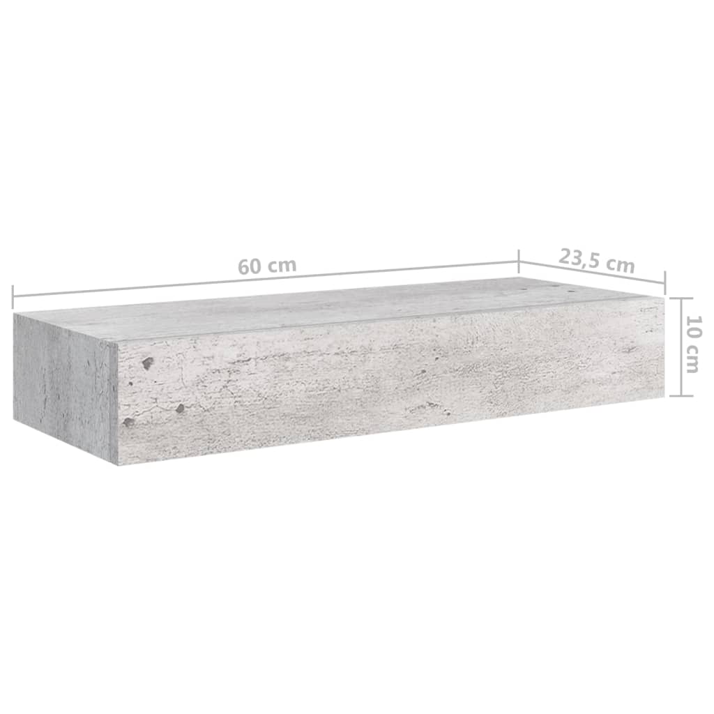 Seinälaatikkohyllyt 2 kpl betoninharmaa 60x23,5x10 cm MDF - Sisustajankoti.fi