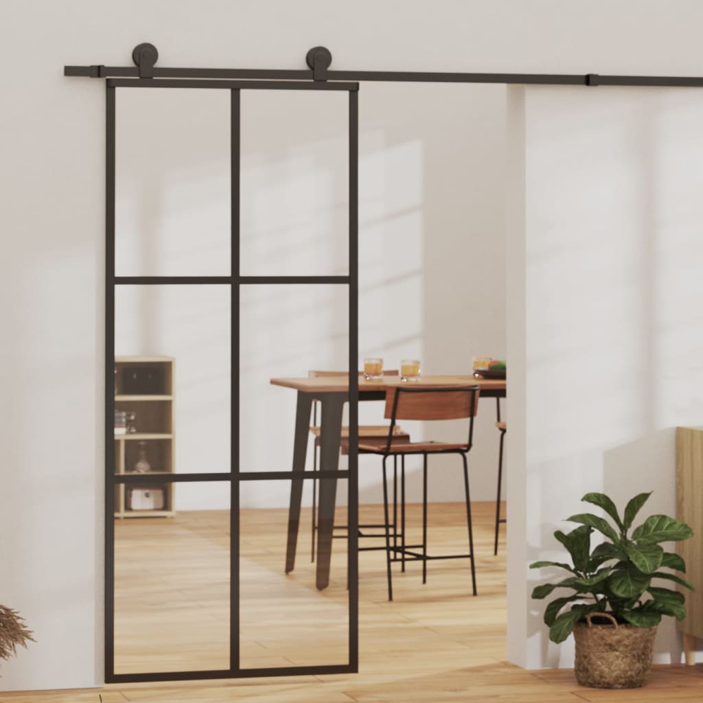 Liukuovi ESG-lasi ja alumiini 90x205 cm musta - Sisustajankoti.fi