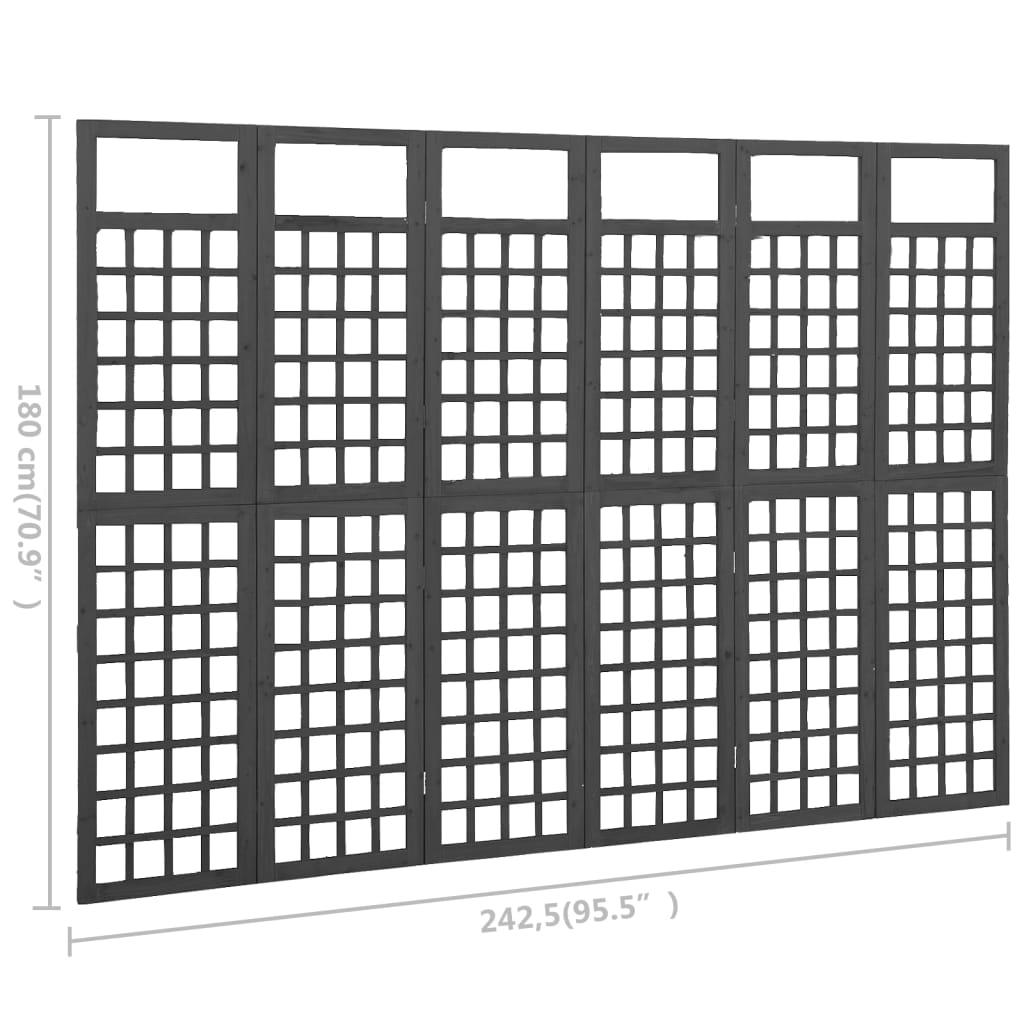 Tilanjakaja/säleikkö 6 paneelia täysi kuusi musta 242,5x180 cm - Sisustajankoti.fi