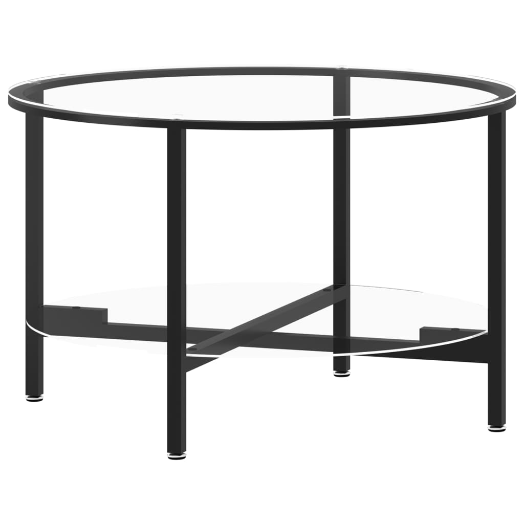 Teepöytä musta ja läpinäkyvä 70 cm karkaistu lasi - Sisustajankoti.fi