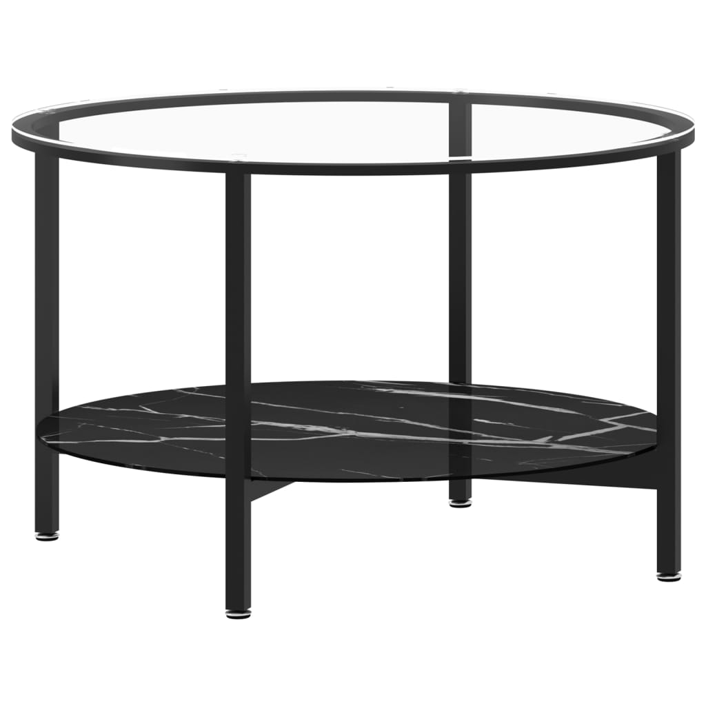 Teepöytä musta ja musta marmori 70 cm karkaistu lasi - Sisustajankoti.fi