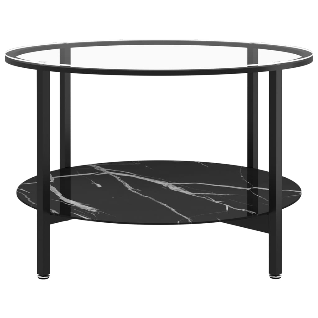 Teepöytä musta ja musta marmori 70 cm karkaistu lasi - Sisustajankoti.fi