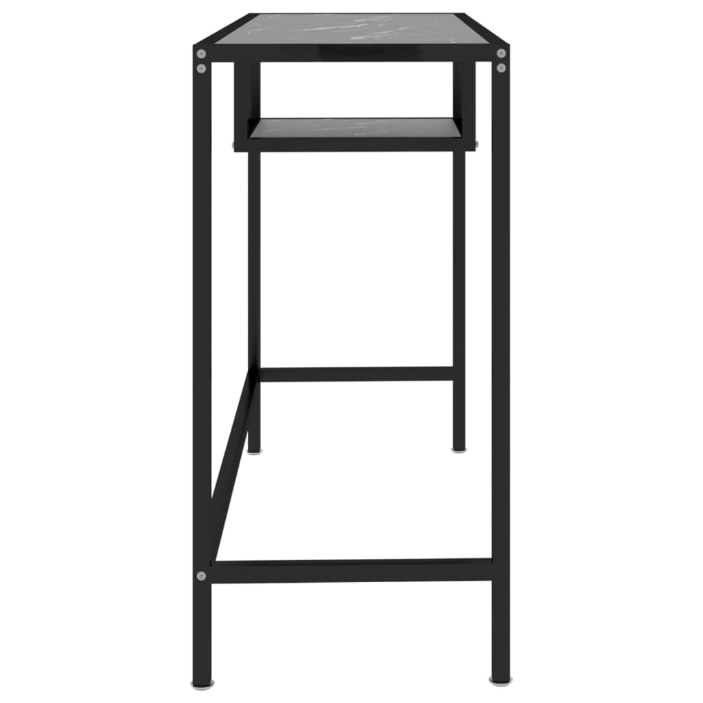 Tietokonepöytä musta marmori 100x36x74 cm karkaistu lasi - Sisustajankoti.fi
