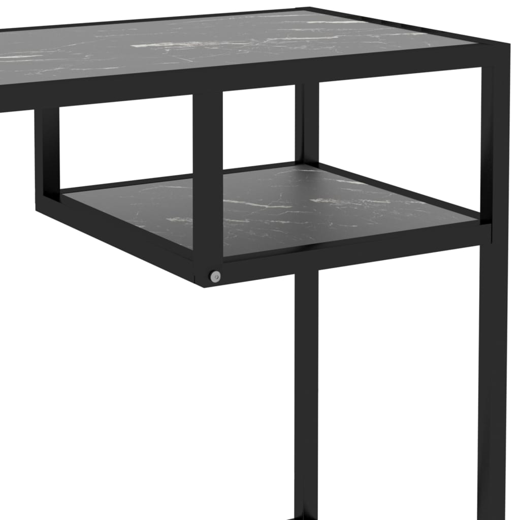 Tietokonepöytä musta marmori 100x36x74 cm karkaistu lasi - Sisustajankoti.fi