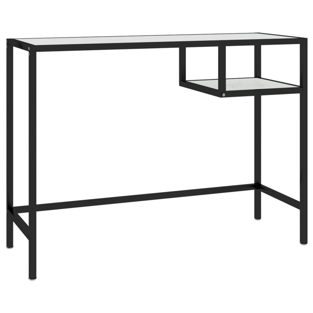 Tietokonepöytä valkoinen marmori 100x36x74 cm karkaistu lasi - Sisustajankoti.fi