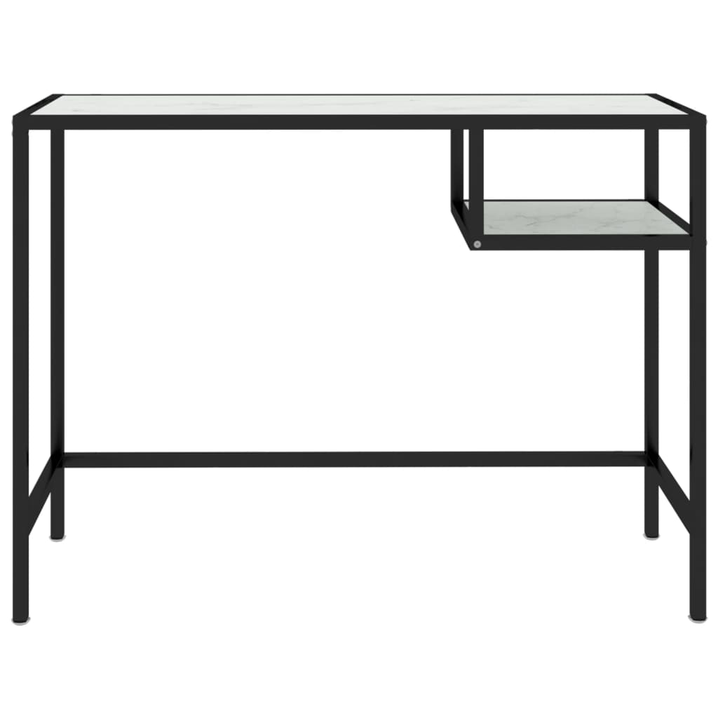 Tietokonepöytä valkoinen marmori 100x36x74 cm karkaistu lasi - Sisustajankoti.fi