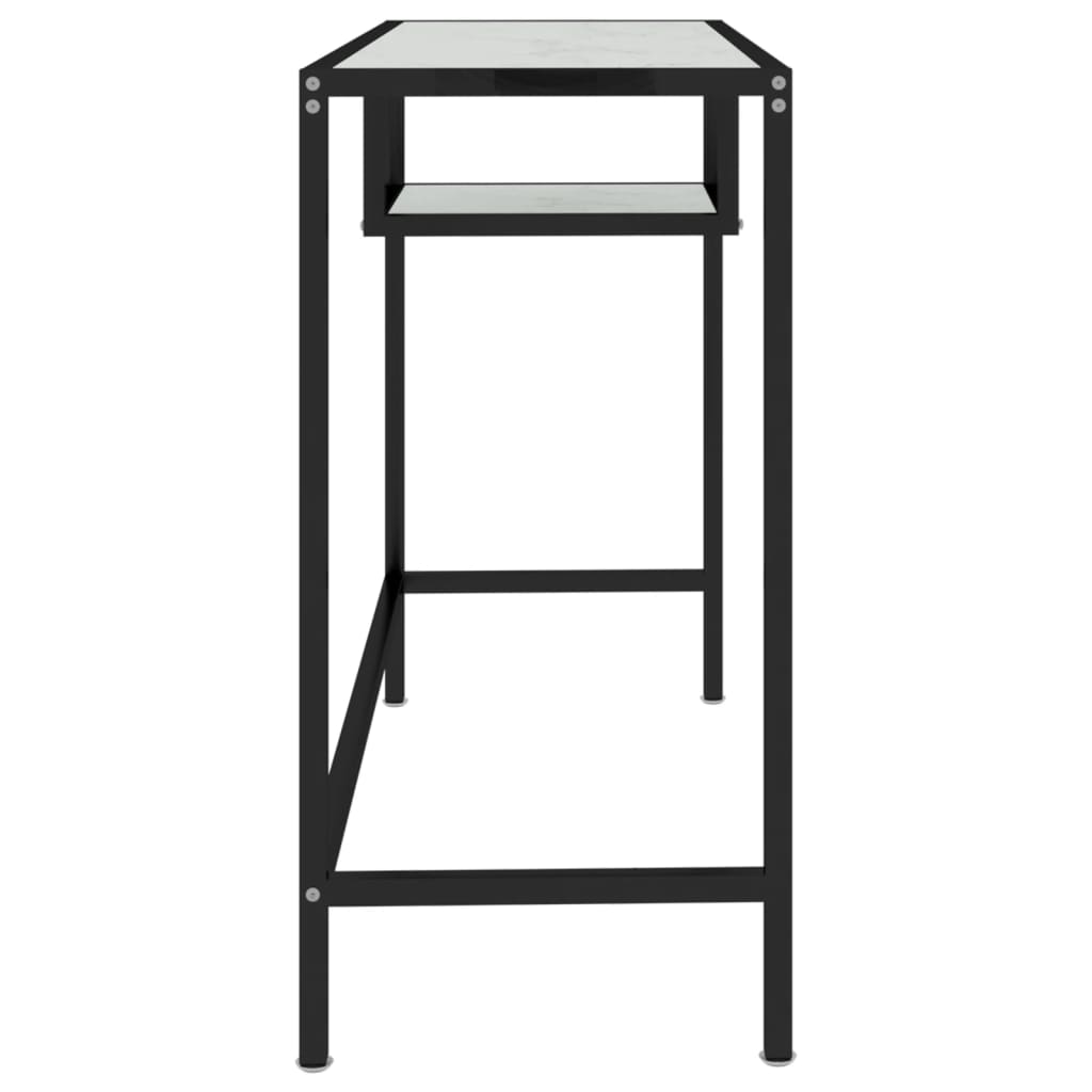 Tietokonepöytä valkoinen marmori 100x36x74 cm karkaistu lasi - Sisustajankoti.fi