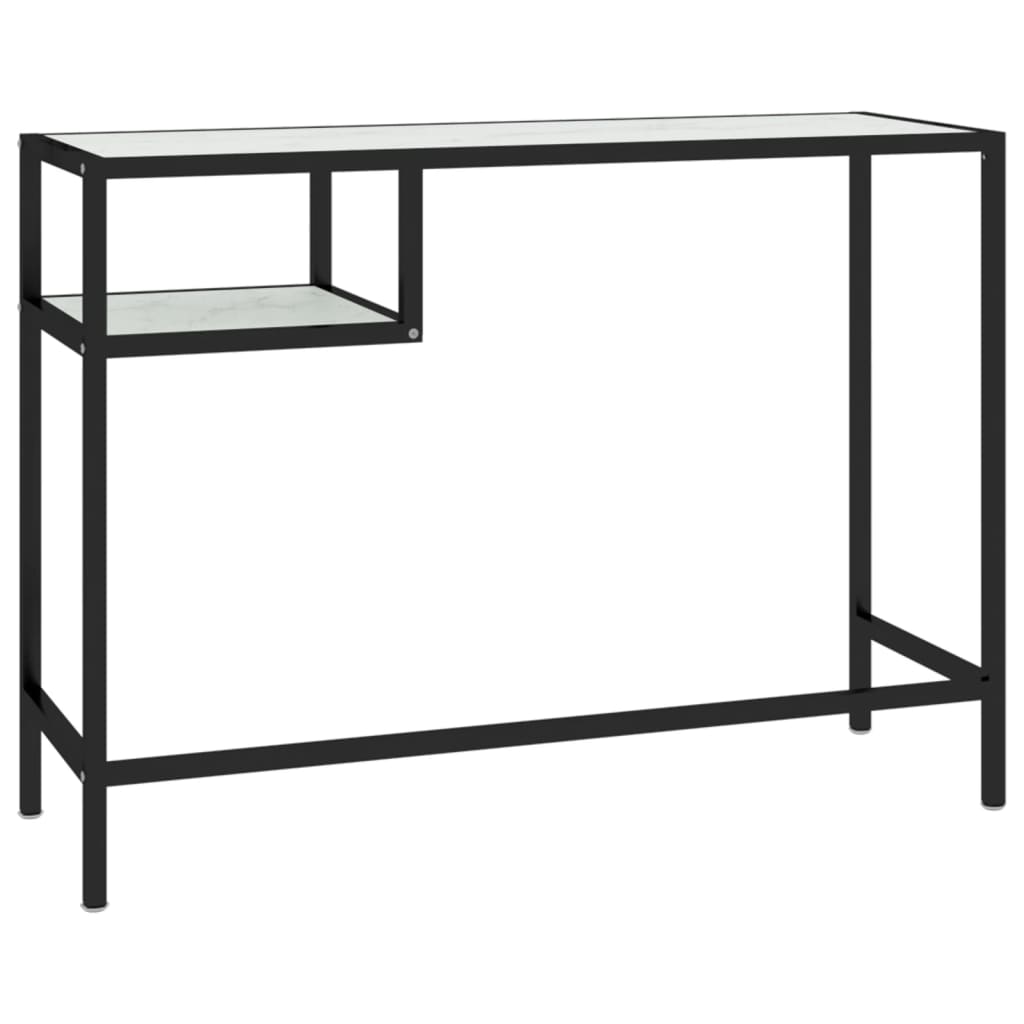 Tietokonepöytä valkoinen marmori 100x36x74 cm karkaistu lasi - Sisustajankoti.fi