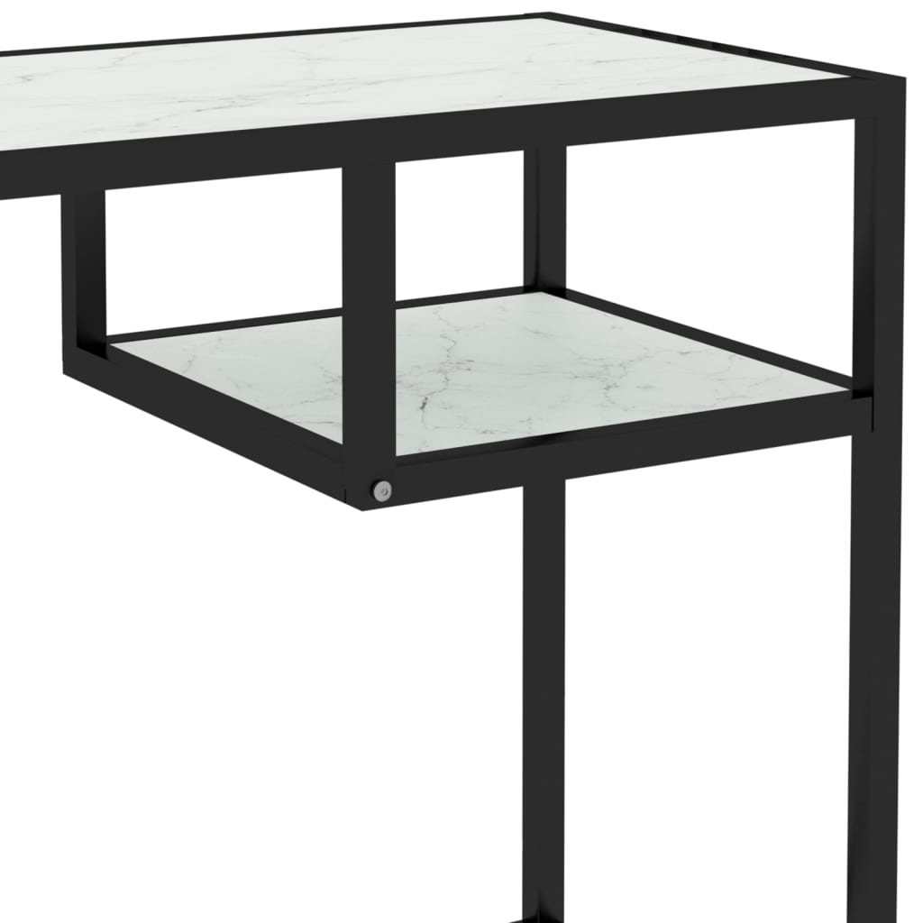 Tietokonepöytä valkoinen marmori 100x36x74 cm karkaistu lasi - Sisustajankoti.fi