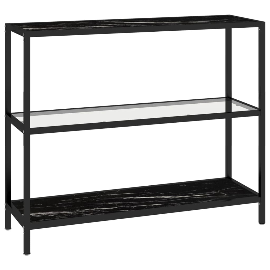 Konsolipöytä läpinäkyvä ja musta marmori 100x36x90 cm lasi - Sisustajankoti.fi