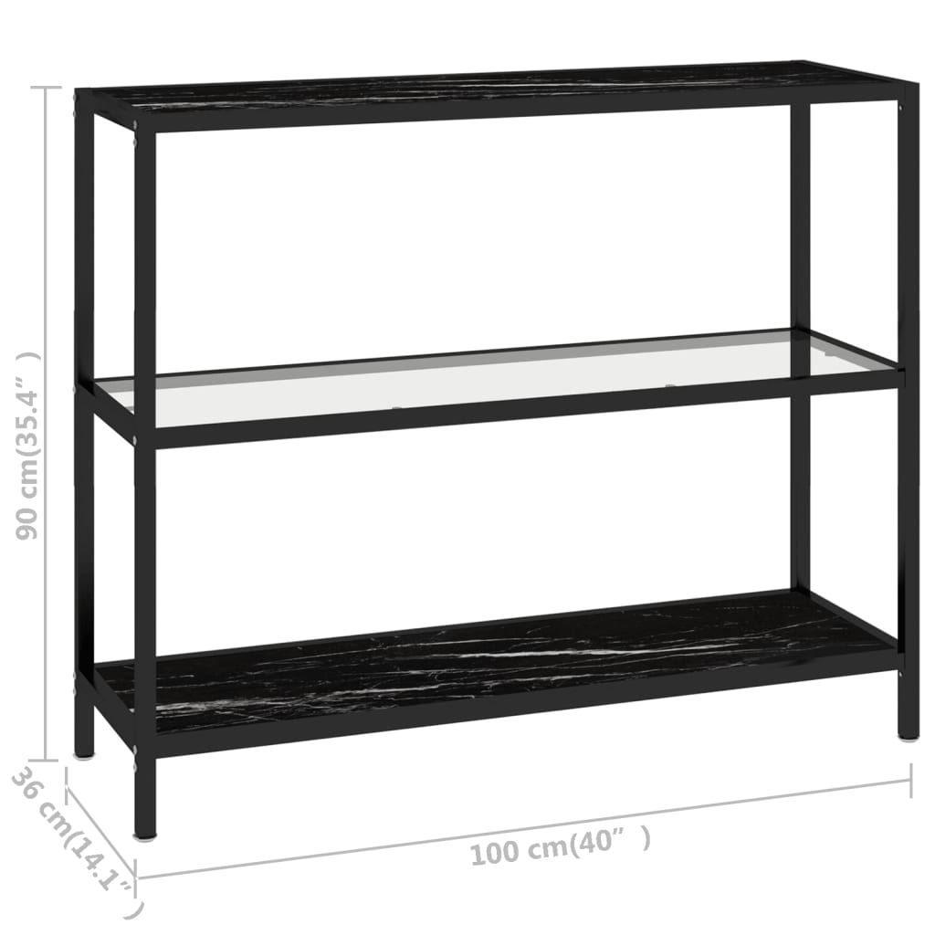 Konsolipöytä läpinäkyvä ja musta marmori 100x36x90 cm lasi - Sisustajankoti.fi
