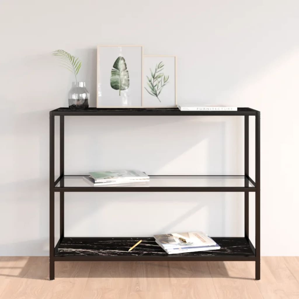 Konsolipöytä läpinäkyvä ja musta marmori 100x36x90 cm lasi - Sisustajankoti.fi