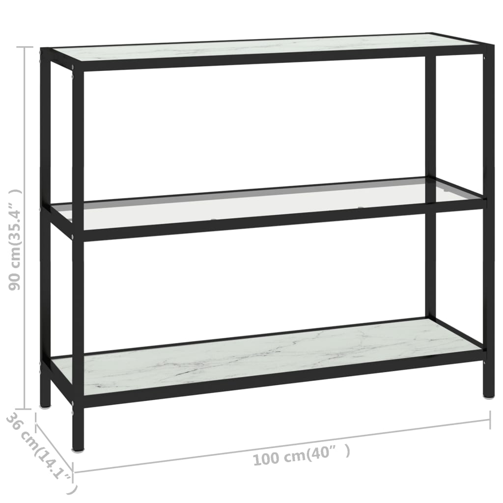 Konsolipöytä läpinäkyvä ja valkoinen marmori 100x36x90 cm lasi - Sisustajankoti.fi
