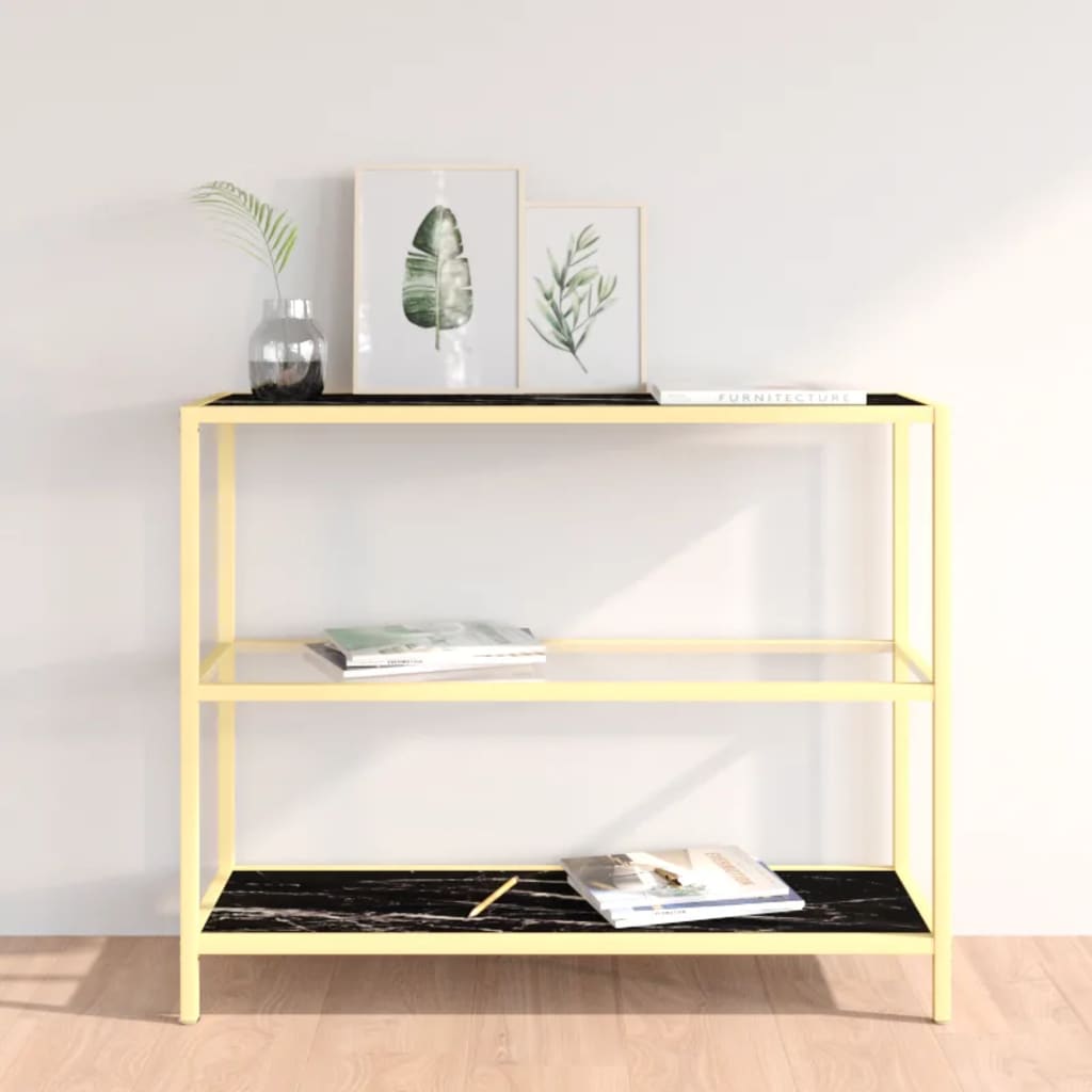 Konsolipöytä musta marmori ja läpinäkyvä 100x36x90 cm lasi - Sisustajankoti.fi