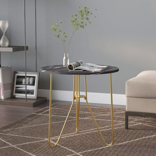 Teepöytä kulta ja musta marmori 48 cm MDF ja rauta - Sisustajankoti.fi