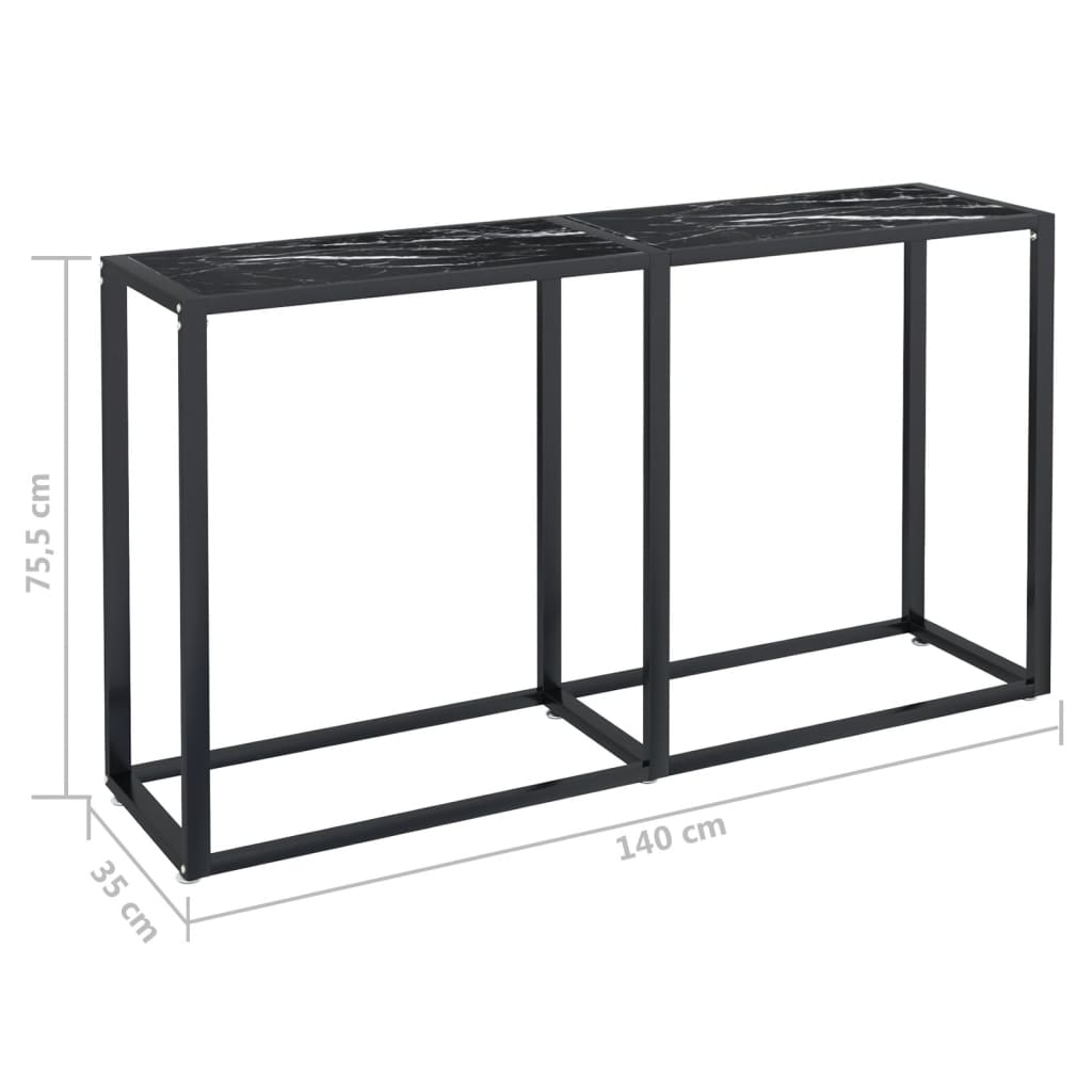 Konsolipöytä musta marmori 140x35x75,5 cm karkaistu lasi - Sisustajankoti.fi