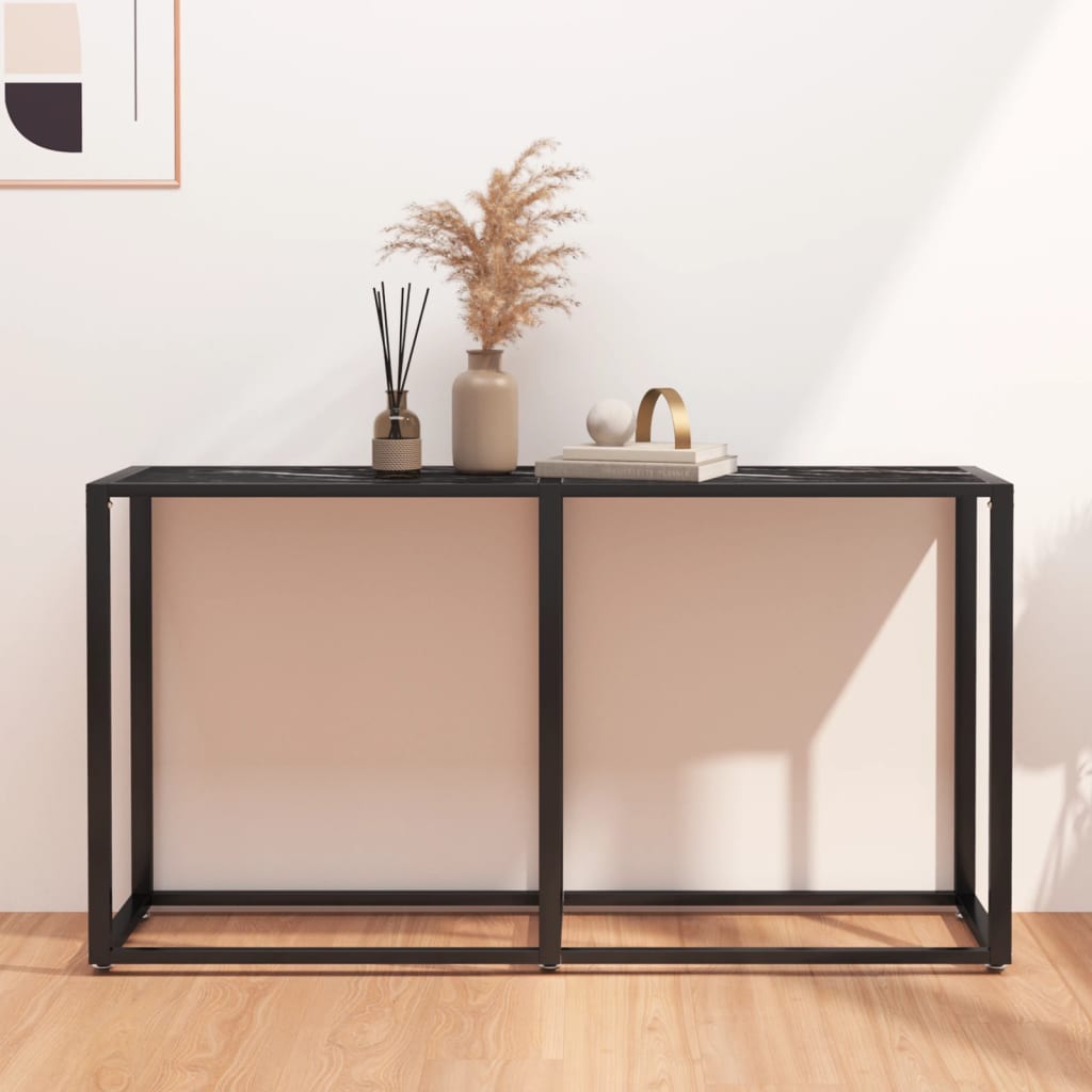 Konsolipöytä musta marmori 140x35x75,5 cm karkaistu lasi - Sisustajankoti.fi