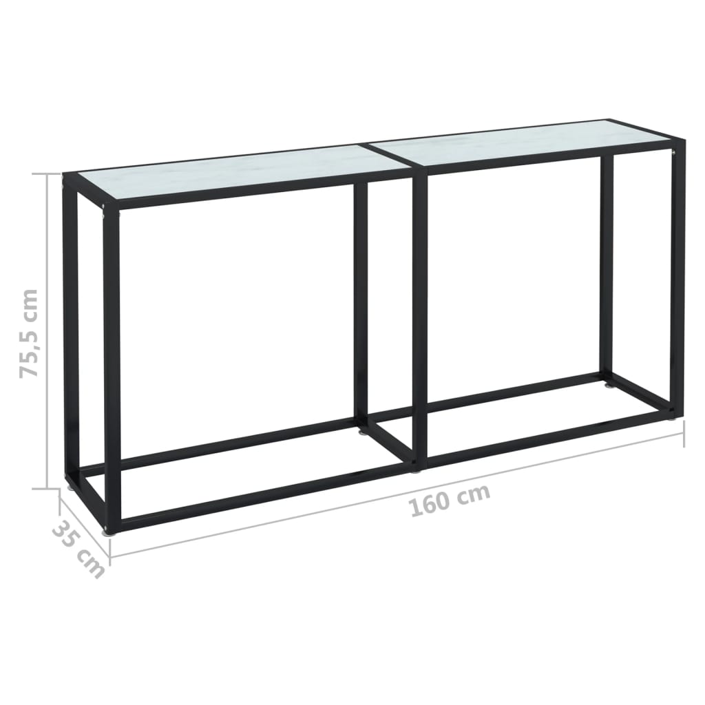 Konsolipöytä valkoinen marmori 160x35x75,5 cm karkaistu lasi - Sisustajankoti.fi