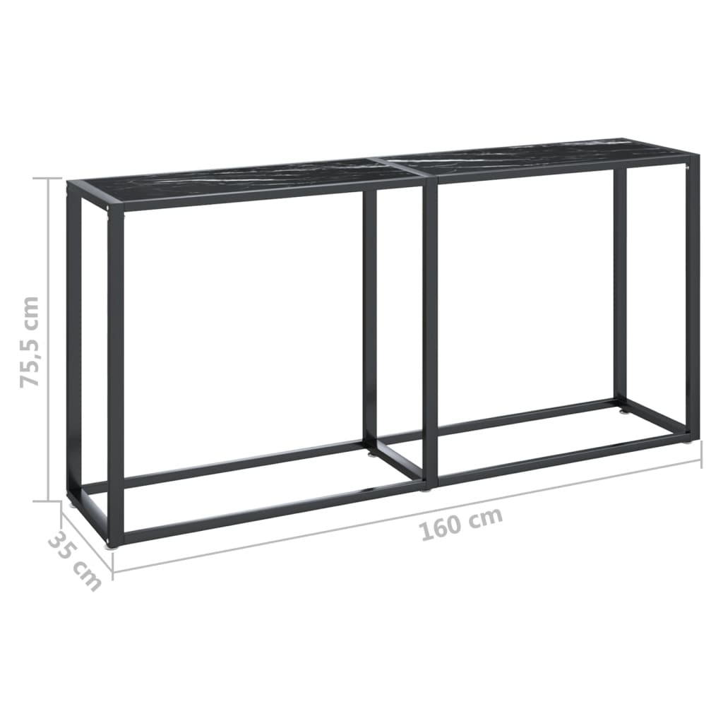 Konsolipöytä musta marmori 160x35x75,5 cm karkaistu lasi - Sisustajankoti.fi
