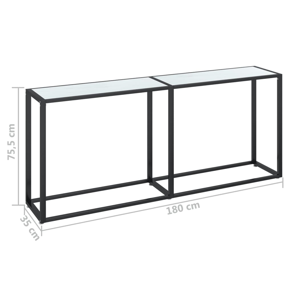 Konsolipöytä valkoinen marmori 180x35x75,5 cm karkaistu lasi - Sisustajankoti.fi