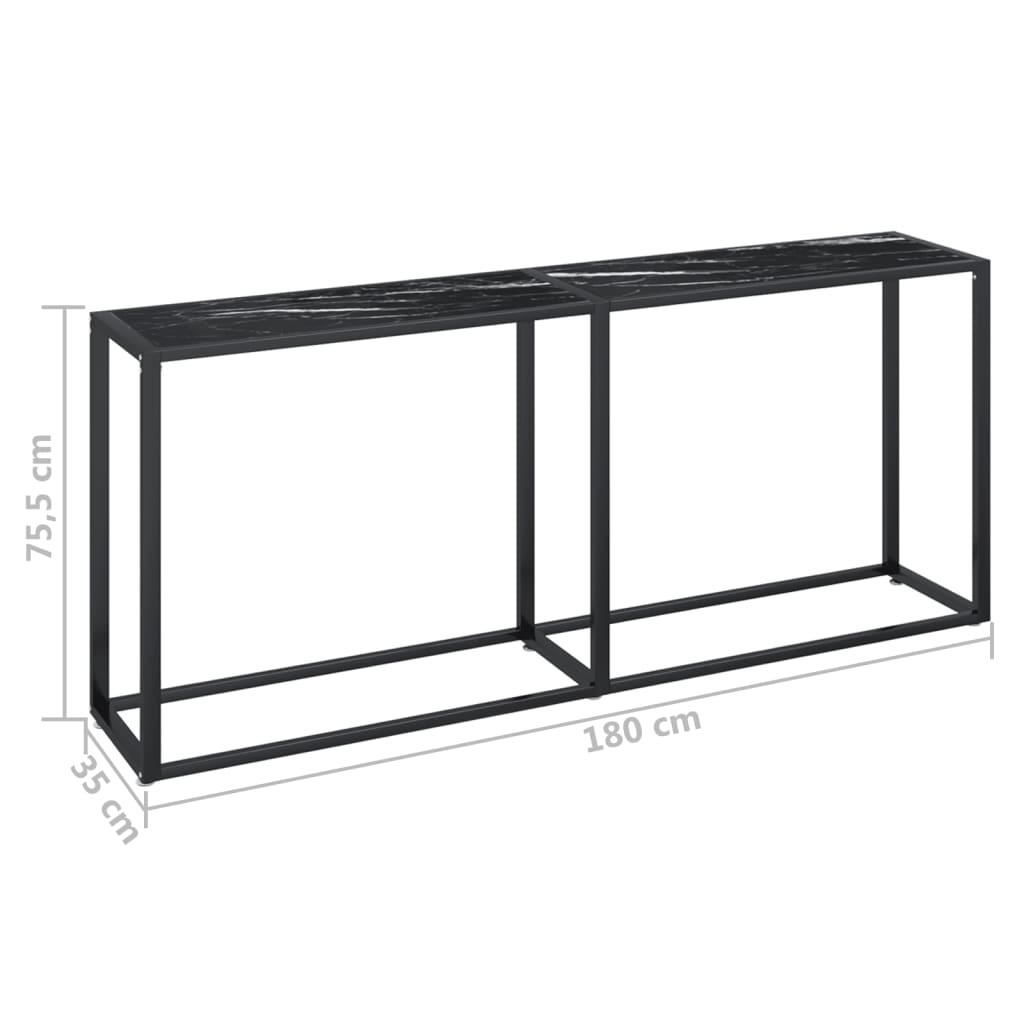 Konsolipöytä musta marmori 180x35x75,5 cm karkaistu lasi - Sisustajankoti.fi
