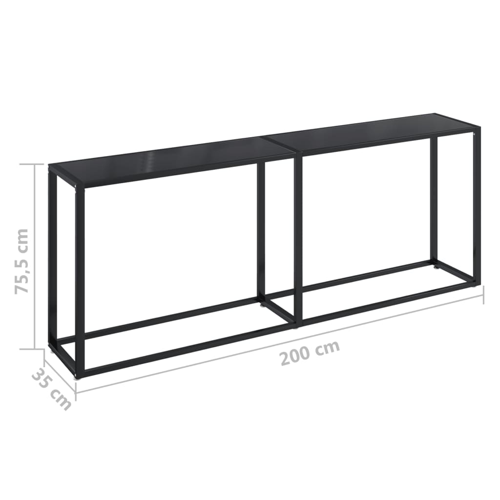 Konsolipöytä musta 200x35x75,5 cm karkaistu lasi - Sisustajankoti.fi
