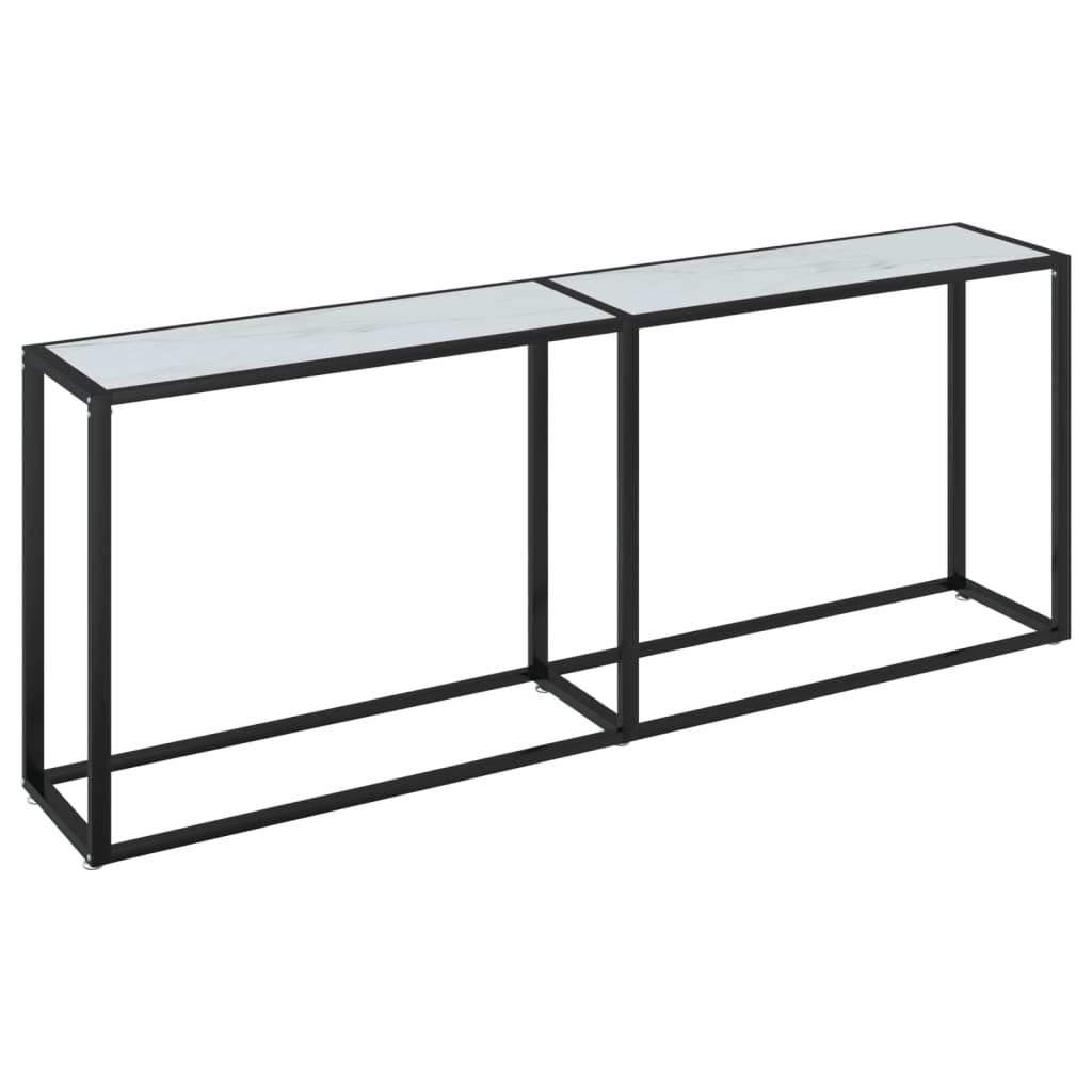 Konsolipöytä valkoinen marmori 200x35x75,5 cm karkaistu lasi - Sisustajankoti.fi