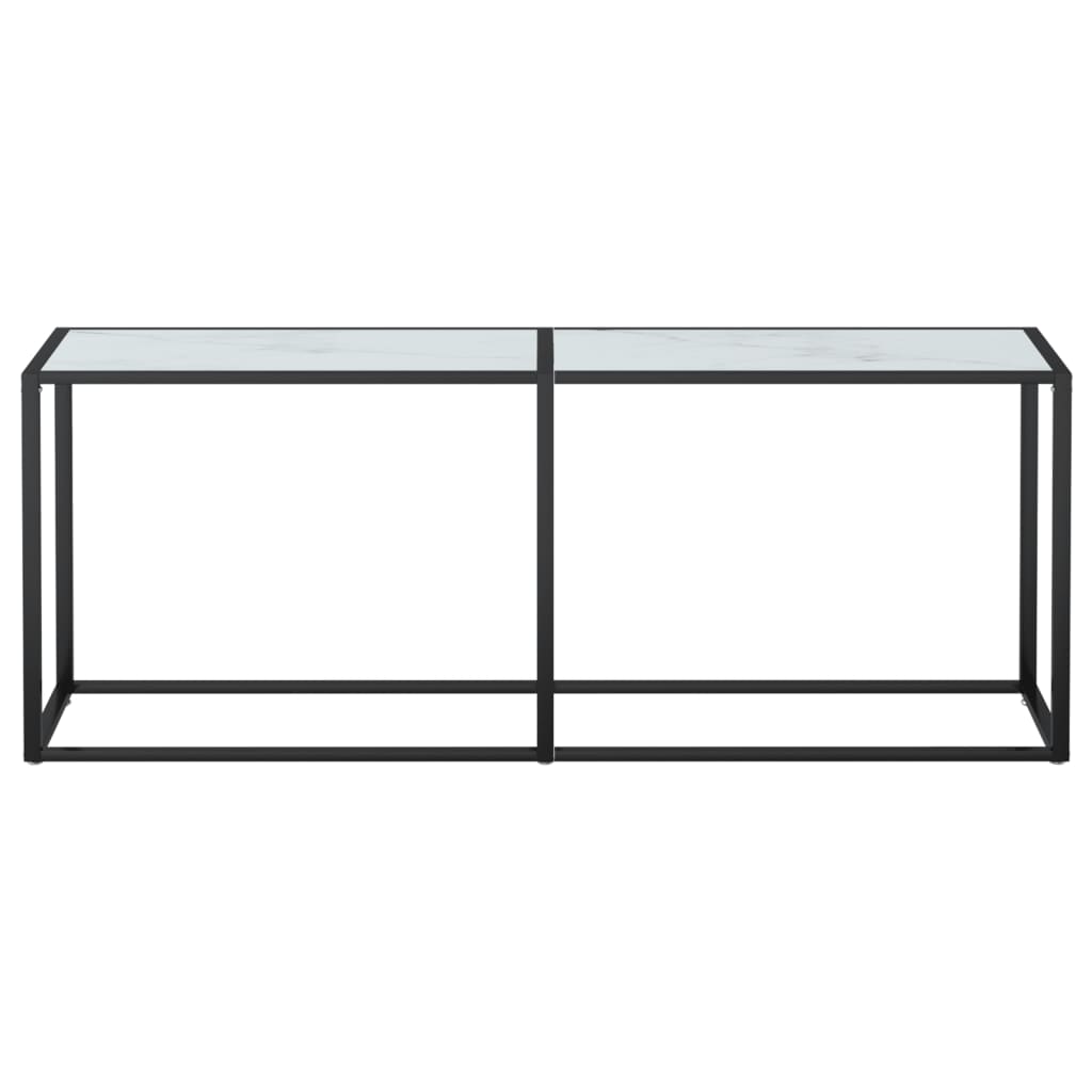 Konsolipöytä valkoinen marmori 200x35x75,5 cm karkaistu lasi - Sisustajankoti.fi