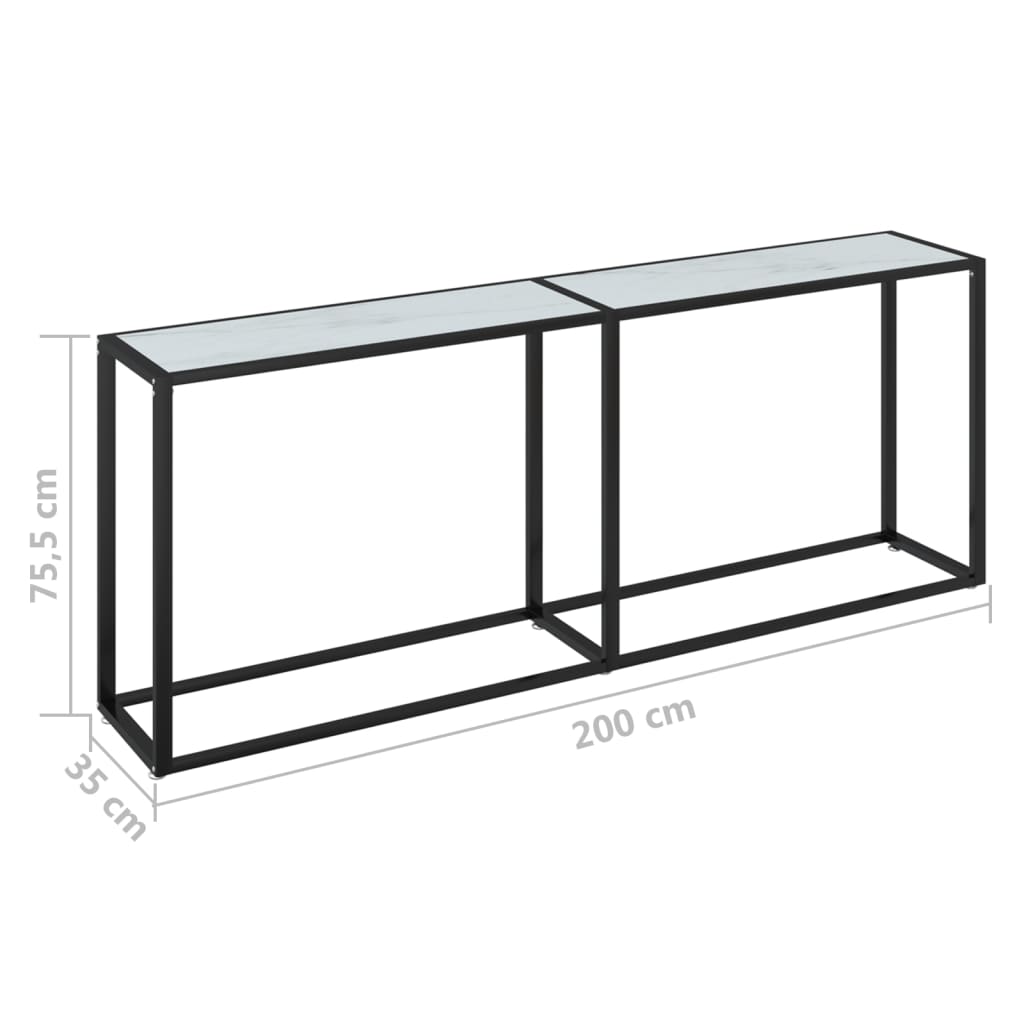 Konsolipöytä valkoinen marmori 200x35x75,5 cm karkaistu lasi - Sisustajankoti.fi