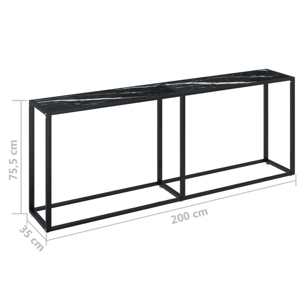 Konsolipöytä musta marmori 200x35x75,5 cm karkaistu lasi - Sisustajankoti.fi
