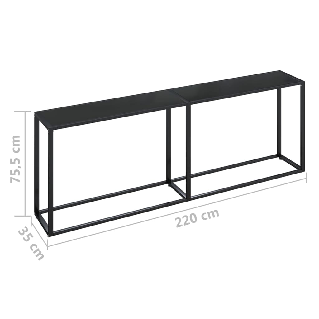 Konsolipöytä musta 220x35x75,5 cm karkaistu lasi - Sisustajankoti.fi