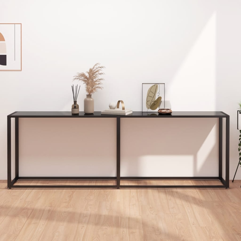 Konsolipöytä musta 220x35x75,5 cm karkaistu lasi - Sisustajankoti.fi