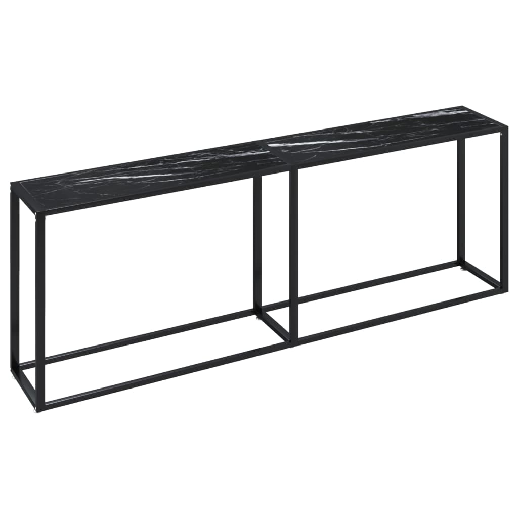 Konsolipöytä musta marmori 220x35x75,5 cm karkaistu lasi - Sisustajankoti.fi