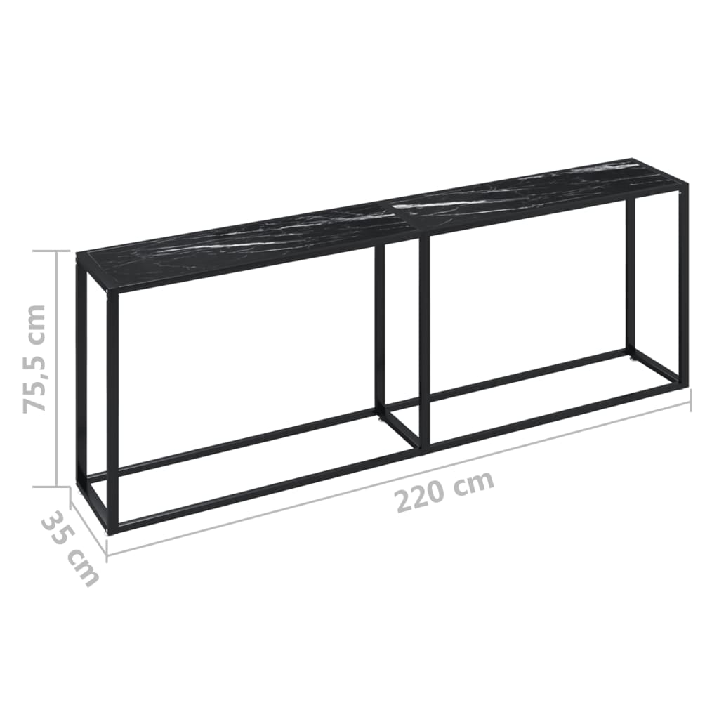 Konsolipöytä musta marmori 220x35x75,5 cm karkaistu lasi - Sisustajankoti.fi