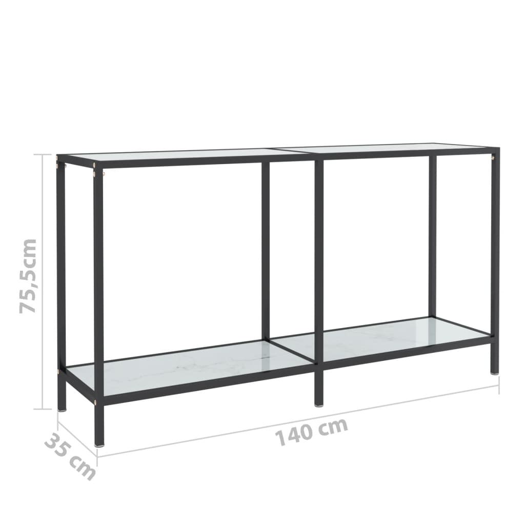 Konsolipöytä valkoinen 140x35x75,5 cm karkaistu lasi - Sisustajankoti.fi