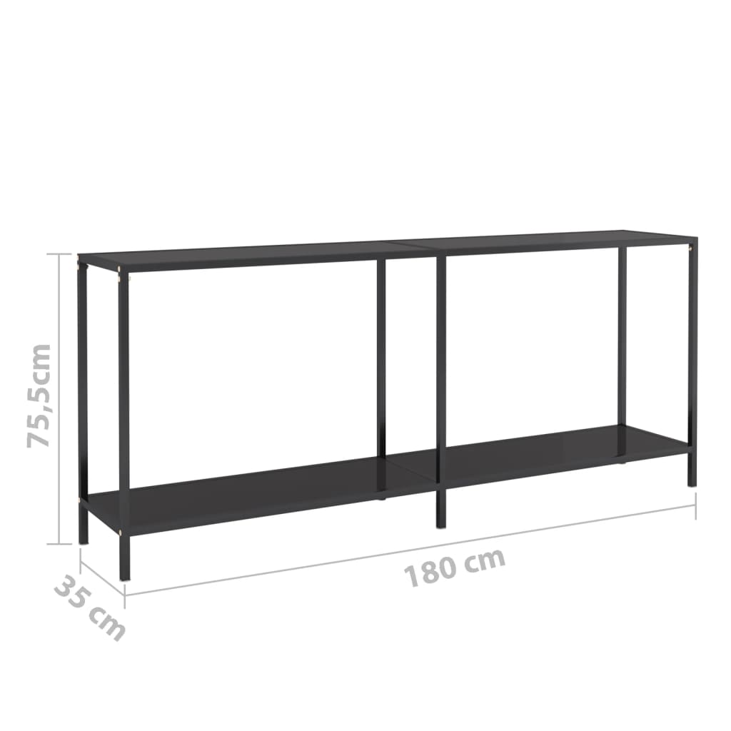 Konsolipöytä musta 180x35x75,5 cm karkaistu lasi - Sisustajankoti.fi