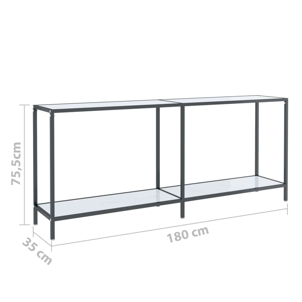 Konsolipöytä valkoinen 180x35x75,5 cm karkaistu lasi - Sisustajankoti.fi