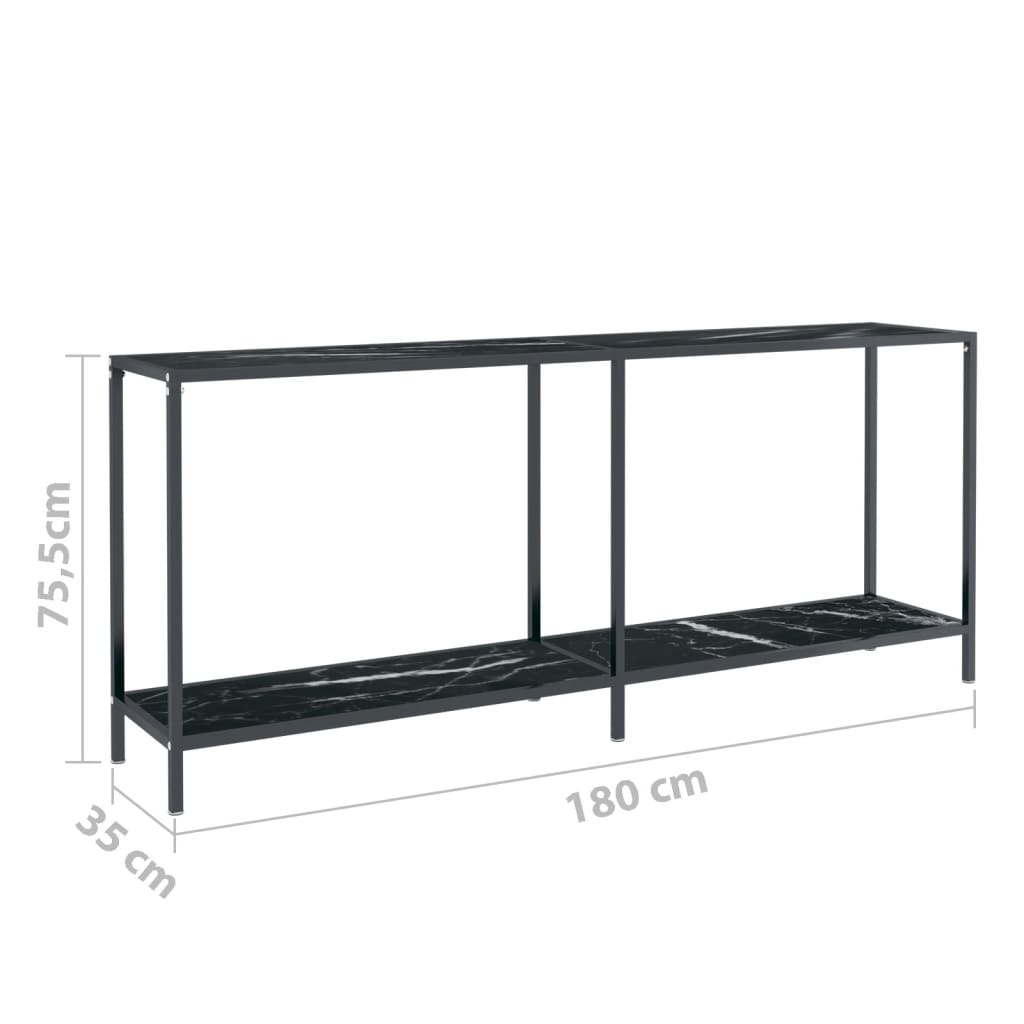 Konsolipöytä musta 180x35x75,5 cm karkaistu lasi - Sisustajankoti.fi