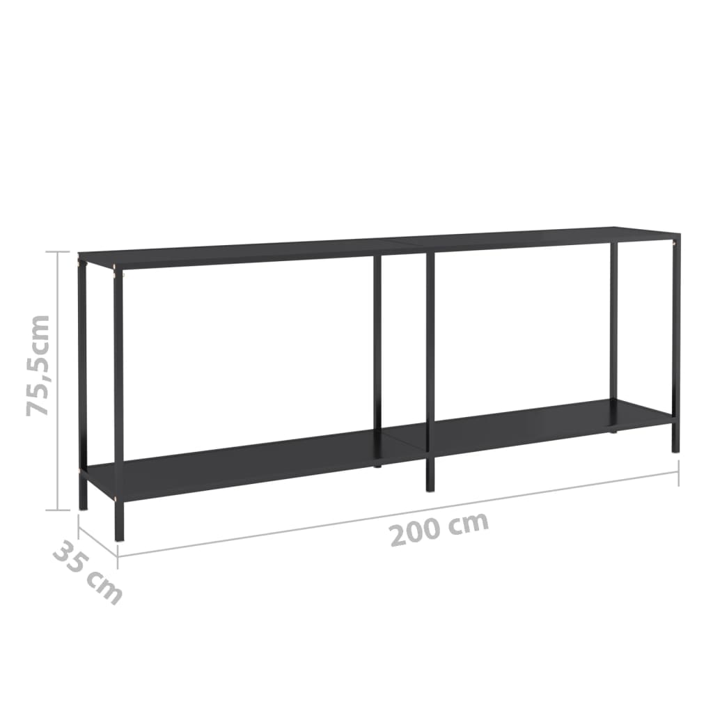 Konsolipöytä musta 200x35x75,5 cm karkaistu lasi - Sisustajankoti.fi