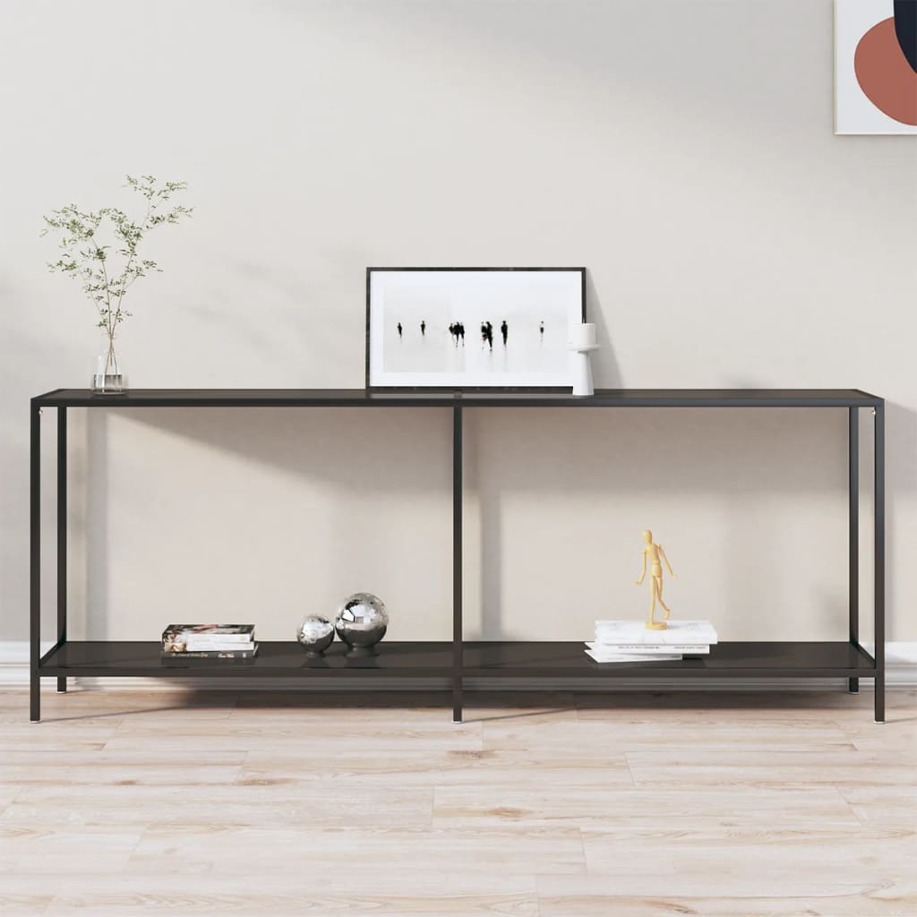 Konsolipöytä musta 200x35x75,5 cm karkaistu lasi - Sisustajankoti.fi