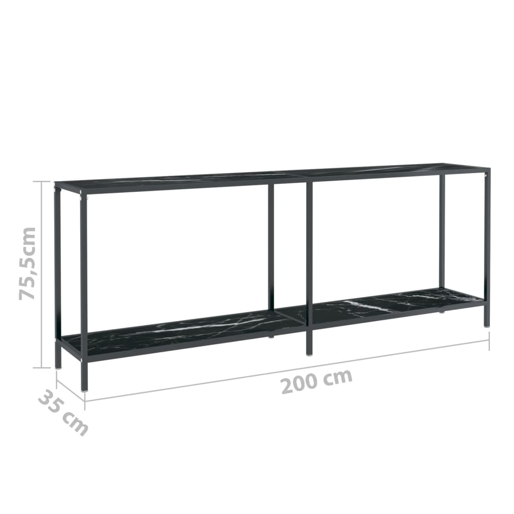 Konsolipöytä musta 200x35x75,5 cm karkaistu lasi - Sisustajankoti.fi