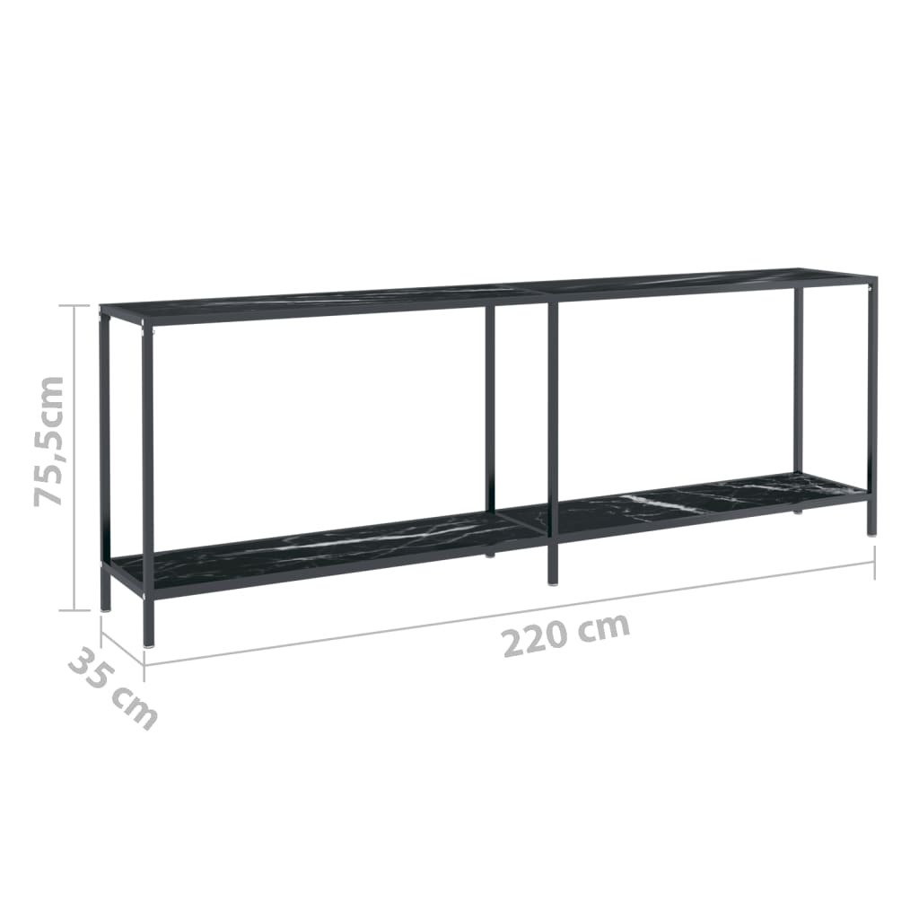 Konsolipöytä musta 220x35x75,5 cm karkaistu lasi - Sisustajankoti.fi