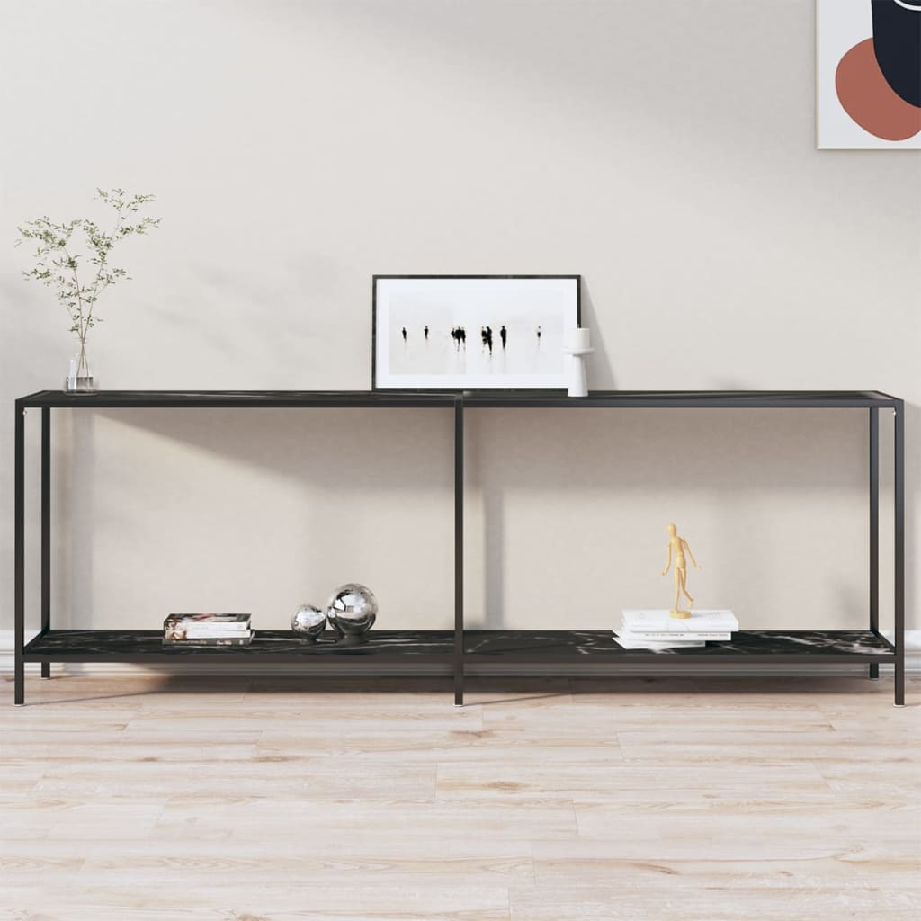 Konsolipöytä musta 220x35x75,5 cm karkaistu lasi - Sisustajankoti.fi