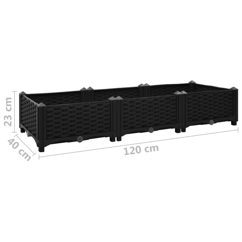 Korotettu kukkalaatikko 120x40x23 cm polypropeeni - Sisustajankoti.fi