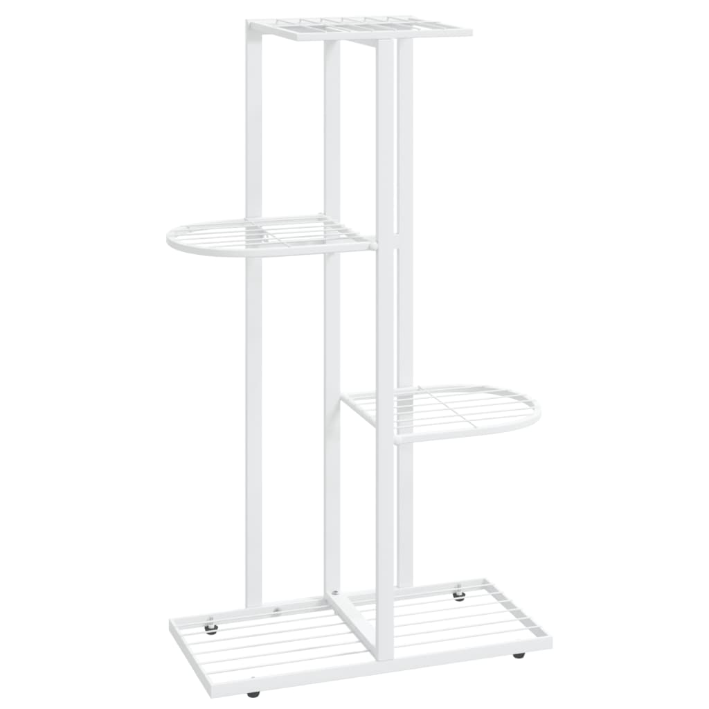 4-kerroksinen kukkateline 43x22x76 cm valkoinen metalli - Sisustajankoti.fi